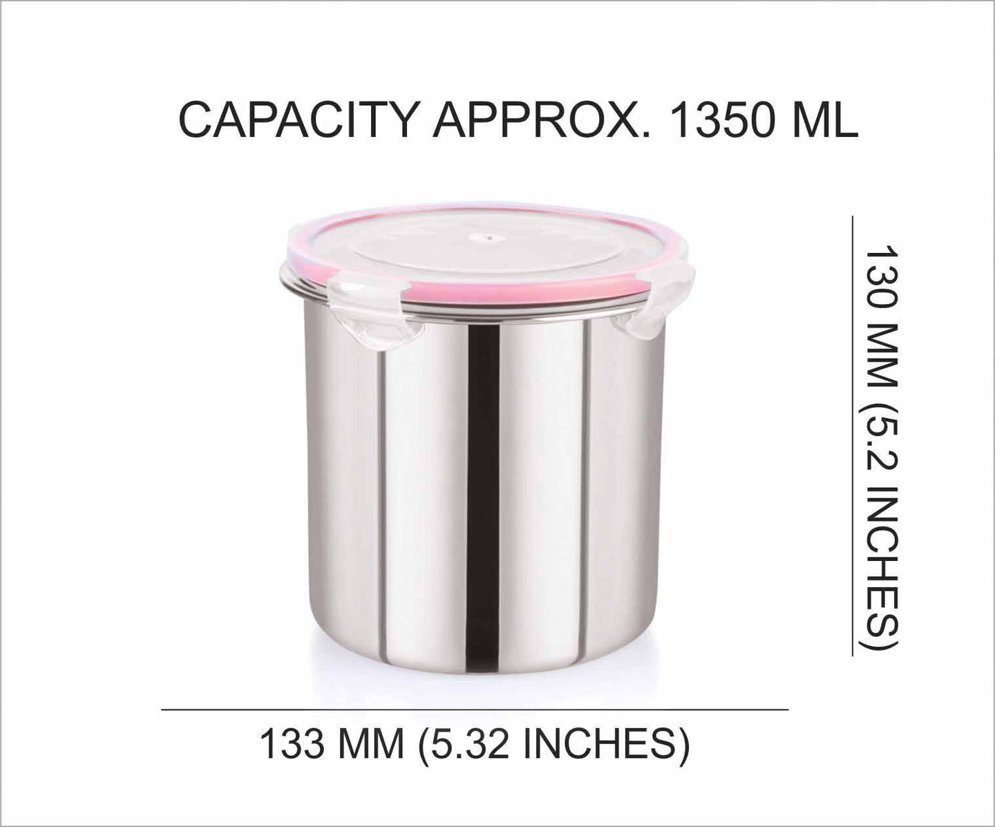 “Flip & Seal “Stainless Steel Air Tight Storage Container- Set of 2(1350mLx2)